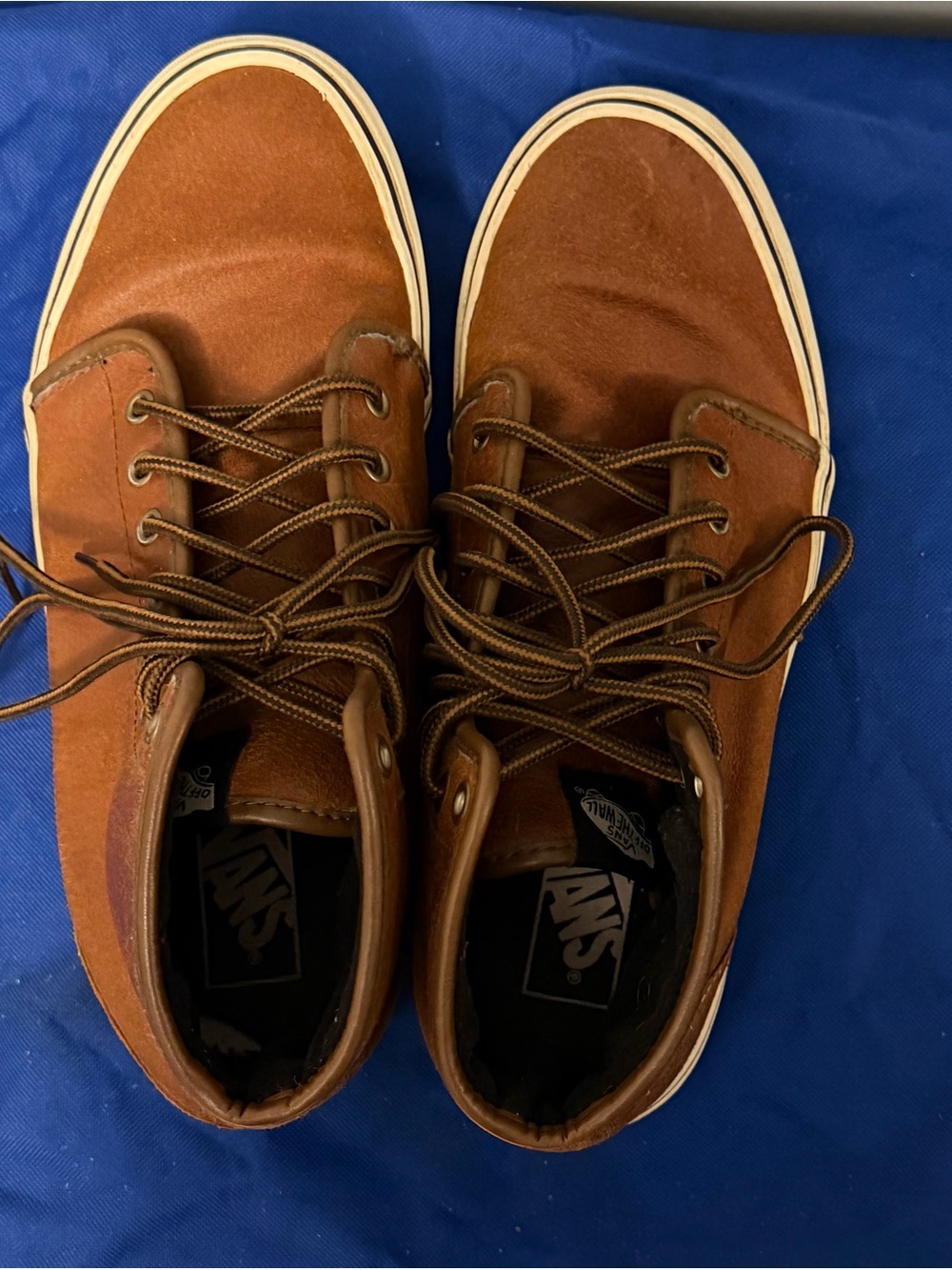 Vintage Vans 100% authentic Men's Brown Leather High-Top Sneakers